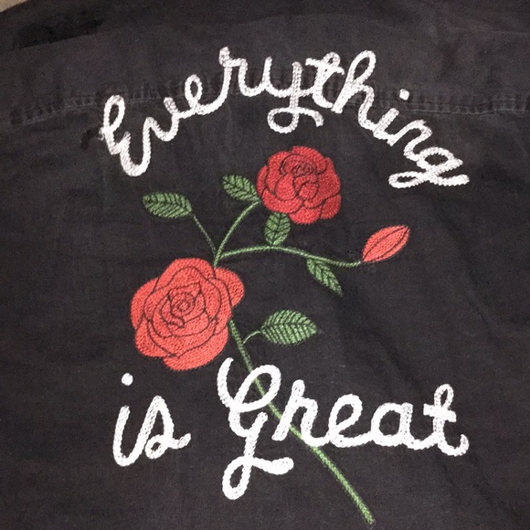 Black distressed denim button up - Picture 3 of 3